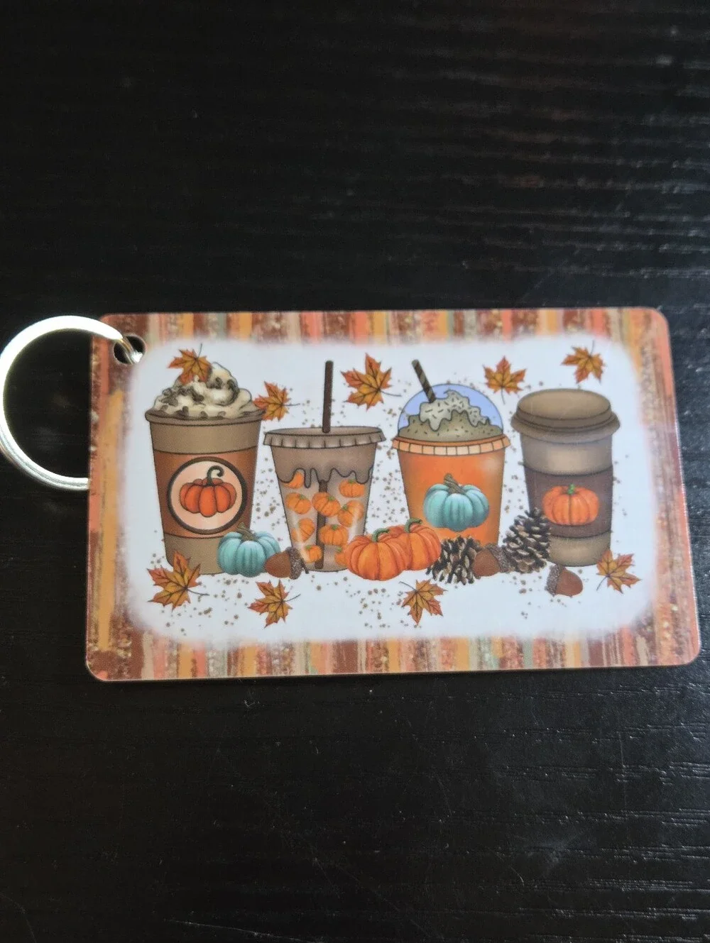 Autumn Pumpkin Latte Keycard Keychain